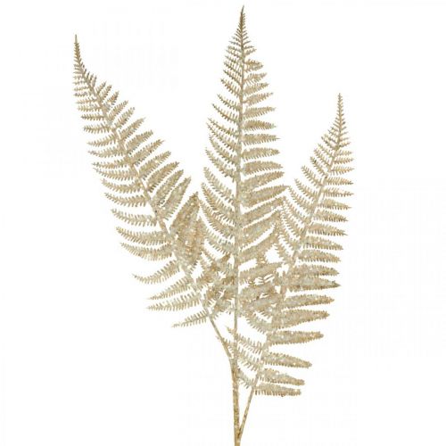 Floristik24 Deco felce pianta artificiale oro, decorazione natalizia glitterata 74 cm