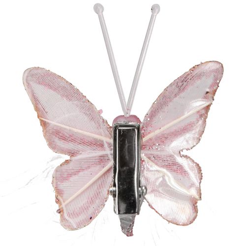 Prodotto Clip Decorazione Farfalla Piuma Rosa Bianco 5x4,5 cm 4 pz