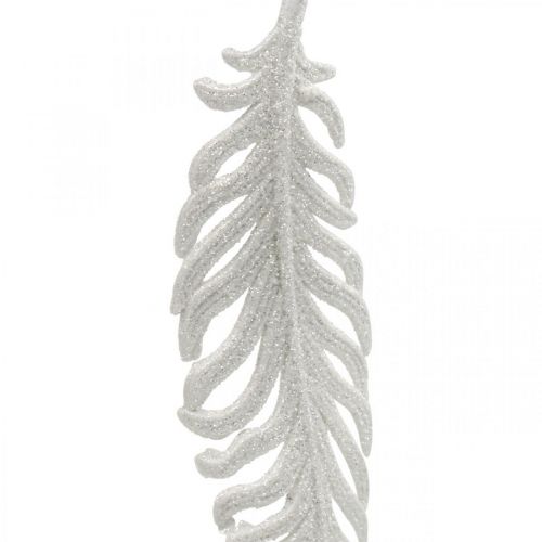 Prodotto Piume da appendere, decorazione albero di Natale, piume decorative con glitter, matrimonio bianco L19cm 12pz