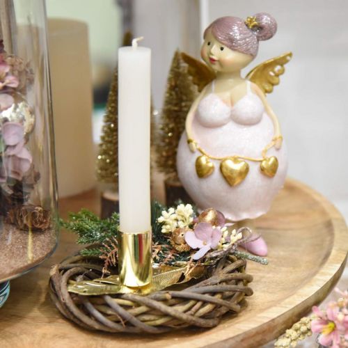 Floristik24 Candeliere a molla, decoro in metallo, portacandele, decoro Avvento dorato Ø2.2cm L13cm 4 pezzi