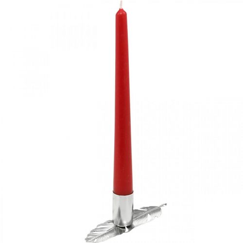Floristik24 Piume con portacandela, molle in metallo, portacandela argento Ø2.2cm L13cm 4 pezzi