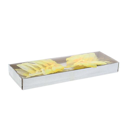 Floristik24 Farfalla con piume 10 cm Giallo 12 pezzi