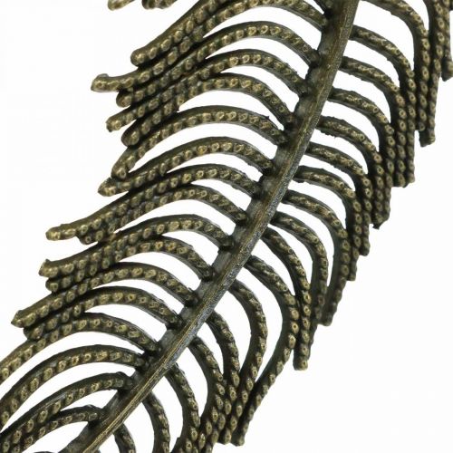 Piume decorative, ciondoli gioielli, piume in metallo, colori bronzo sparsi L8cm 10 pezzi