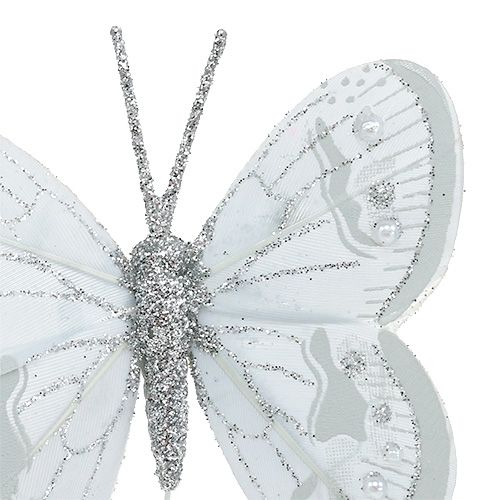 Floristik24 Farfalla primavera argento con mica 7cm 4 pezzi