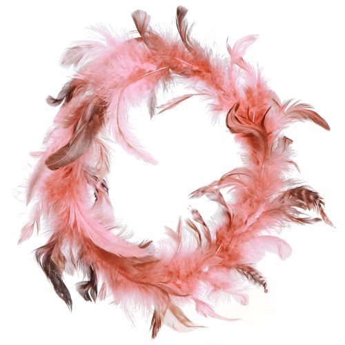 Floristik24 Ghirlanda di piume realizzata con decorazione di piume di fagiano in rosa Ø20 cm 3 pezzi