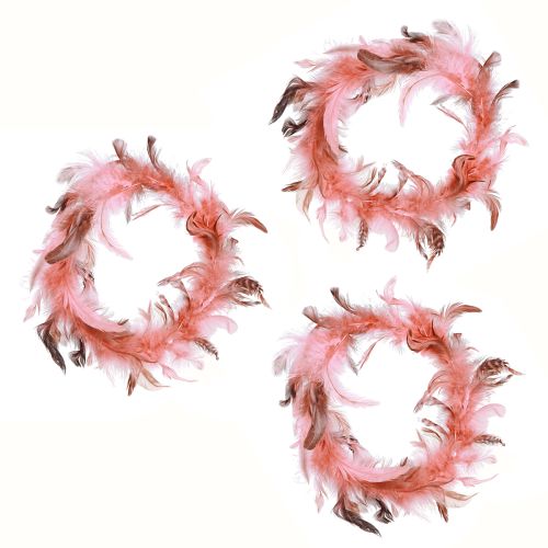 Prodotto Ghirlanda di piume realizzata con decorazione di piume di fagiano in rosa Ø20 cm 3 pezzi