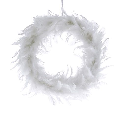 Ghirlanda di piume Ø15cm bianco 4 pezzi