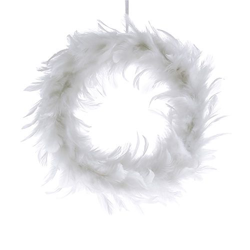 Floristik24 Ghirlanda di piume Ø15cm bianco 4 pezzi