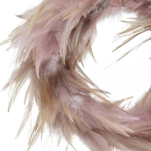 Floristik24 Ghirlanda decorativa di piume rosa, marrone-rosso Ø16,5 cm di piume vere
