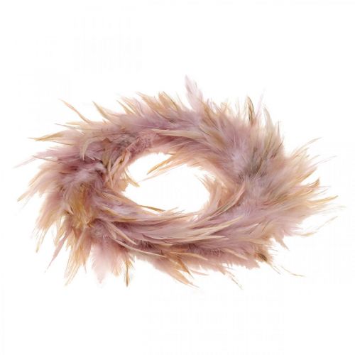 Floristik24 Ghirlanda decorativa di piume rosa, marrone-rosso Ø16,5 cm di piume vere