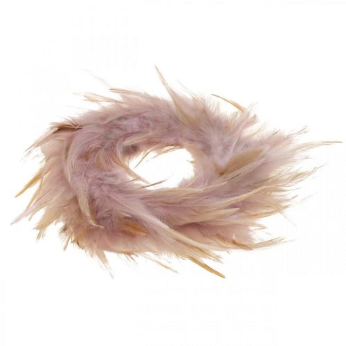 Floristik24 Ghirlanda di piume piccola rosa, marrone-rosso Ø10,5cm Decorazione pasquale piume vere