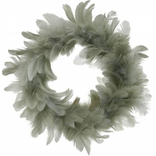 Decorazione pasquale ghirlanda di piume grigie Ø16,5cm piume vere