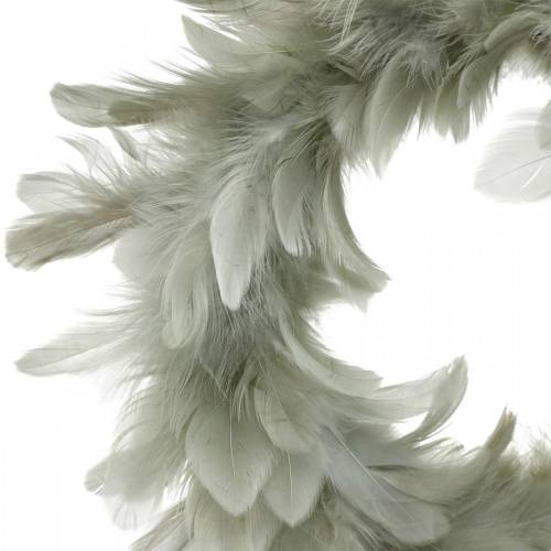 Floristik24 Decorazione pasquale ghirlanda di piume grigie Ø16,5cm piume vere