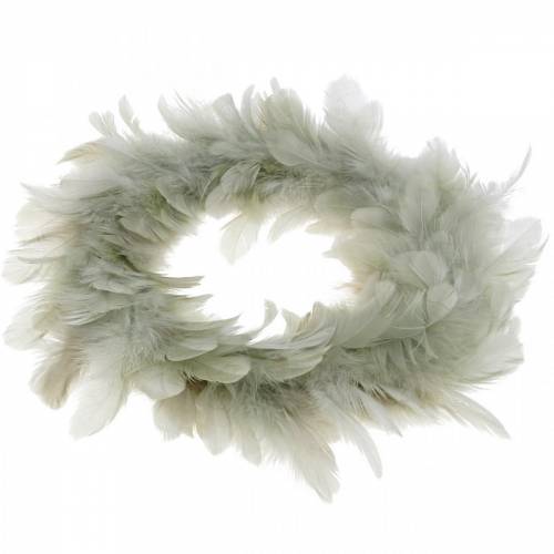 Floristik24 Decorazione pasquale ghirlanda di piume grigie Ø16,5cm piume vere