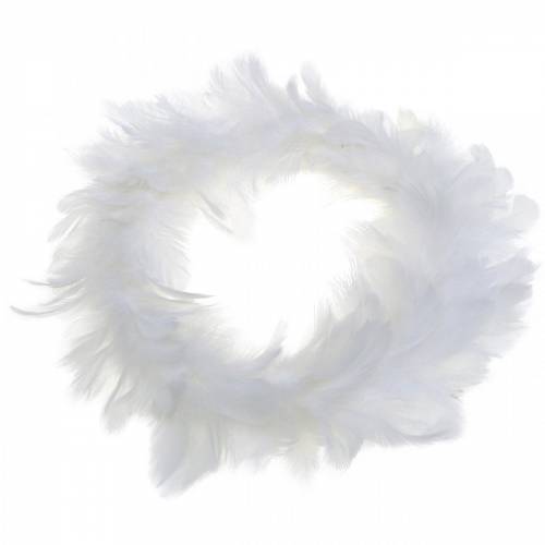 Floristik24 Decorazione ghirlanda di piume bianche Ø25cm Decorazione pasquale Piume vere