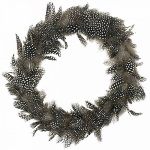 Floristik24 Ghirlanda di piume Faraona Piume vere Ø35cm Decorazione pasquale Decorazione primaverile