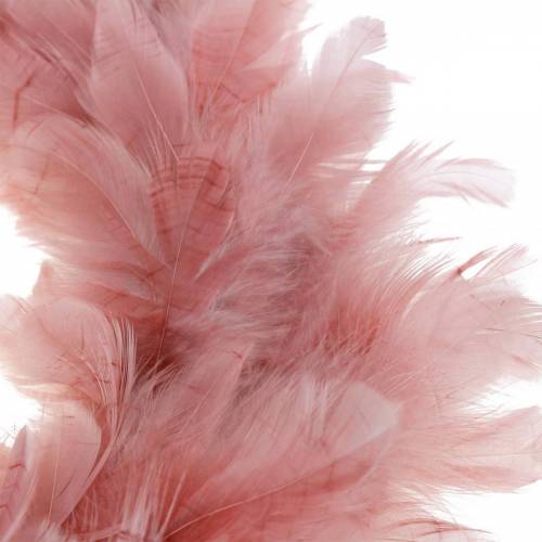 Floristik24 Ghirlanda di piume decorative grande decorazione pasquale rosa antico Ø24cm vera piuma