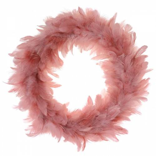 Corona di piume Deco grande decorazione pasquale rosa antico Ø24cm vera piuma