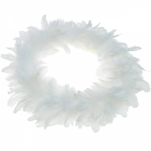Floristik24 Corona di piume decorazione pasquale grande bianca Ø24cm piume vere