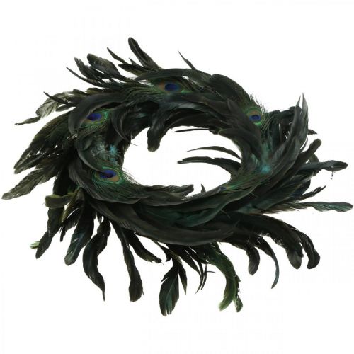 Floristik24 Ghirlanda di piume ghirlanda decorativa di pavone vere piume di pavone Ø30cm