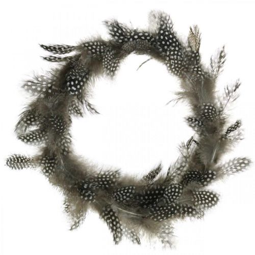 Floristik24 Corona decorativa di piume di faraona Corona di piume vere Ø20cm 3 pezzi