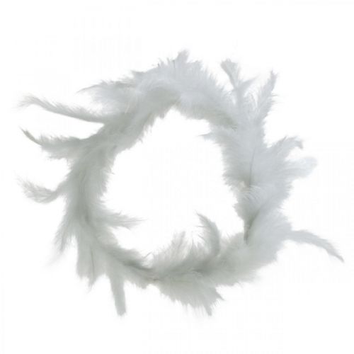 Corona Di Piume Bianco Ø20cm Corona Decorativa Primavera Piume Vere 3pz