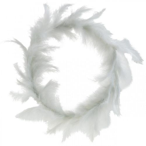 Floristik24 Corona Di Piume Bianco Ø25cm Decorazione Pasquale Piume Vere Corona Decorativa 2pz