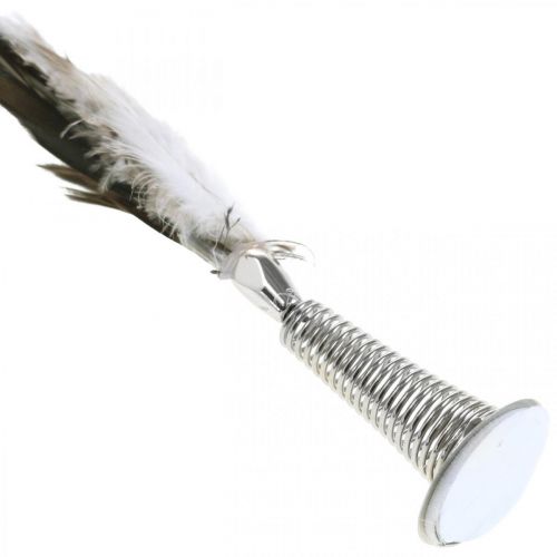 Prodotto Pennacchio su molla in metallo Decorazione primaverile Piume vere 25cm 5pz