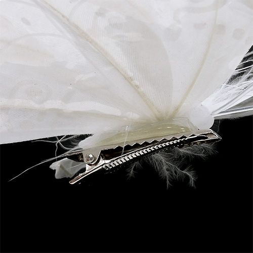 Floristik24 Farfalla piuma 11,5 cm con clip bianco 3 pezzi
