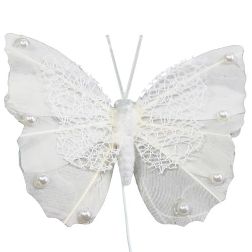 Prodotto Farfalla piuma 8cm con filo bianco 12pz