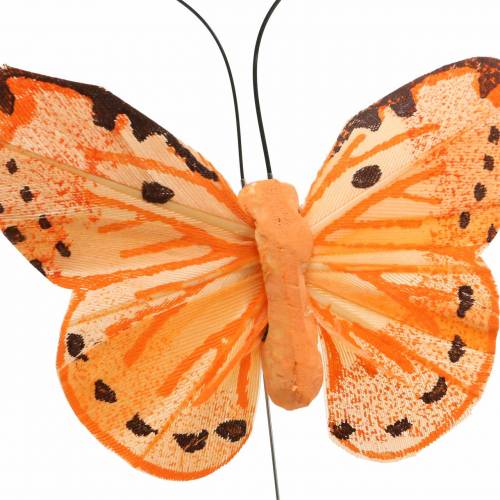 Floristik24 Farfalla giallo arancio su filo 7 cm filo 24 pezzi