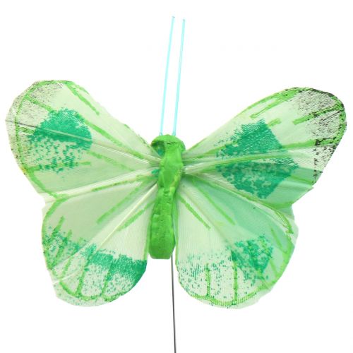 Floristik24 Farfalla piuma su filo colorato 6cm 12pz