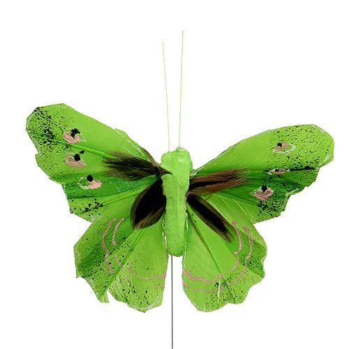 Prodotto Farfalla piuma 8,5 cm verde 12 pezzi