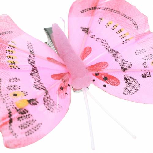 Floristik24 Farfalla su clip rosa 6cm 10 pezzi