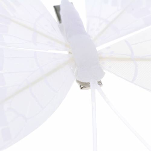 Prodotto Farfalla piuma su clip bianco 6 cm 10 pezzi