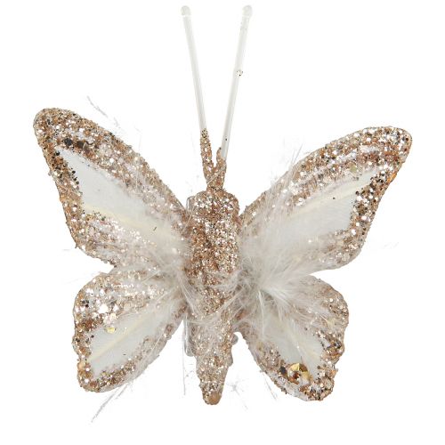 Farfalle di piume su clip oro bianco 5 cmx4,5 cm 4 pz
