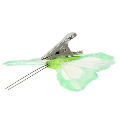 Floristik24 Farfalle con piume su clip multicolore 7cm 12 pezzi