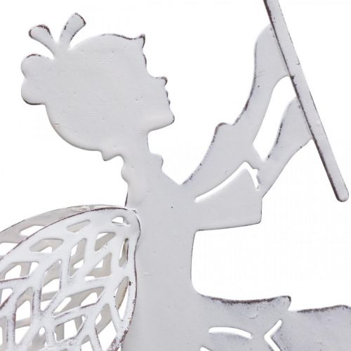 Floristik24 Fata con tarassaco, decoro primaverile da appendere, ciondolo in metallo bianco, argento H25.5/27.5cm 4pz