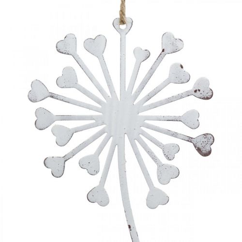 Floristik24 Fata con tarassaco, decoro primaverile da appendere, ciondolo in metallo bianco, argento H25.5/27.5cm 4pz