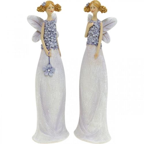 Floristik24 Fate dei fiori, decorazioni primaverili, elfi dei fiori viola H19/19,5 cm set di 2