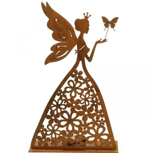 Elfo farfalla, decorazione da tavola primavera, portacandele, decorazione in metallo patina H32.5cm Ø5cm