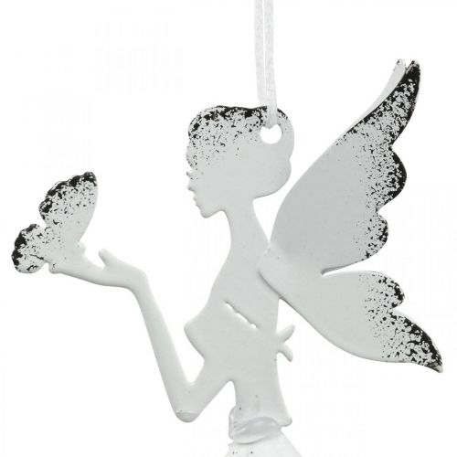 Prodotto Decorazione pendente elfo metallo bianco Ø6cm H9cm 4 pezzi