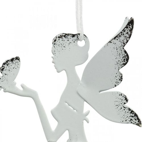 Floristik24 Elfo da appendere in metallo bianco Ø7,5 cm H12 cm 4 pezzi