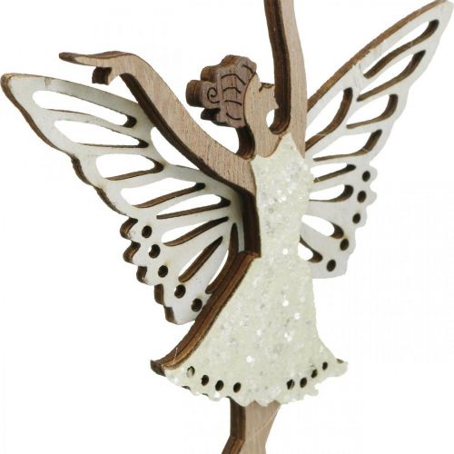 Floristik24 Spina di fiori fata, primavera, elfo danzante, spina di piante natura, argento, bianco 6pz