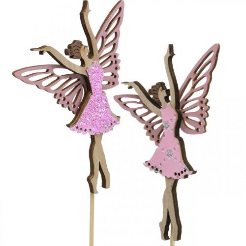 Floristik24 Decorazione floreale, elfo da attaccare, decorazione primaverile, spina decorativa che balla natura fata, rosa 6pz