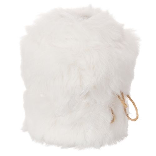 Nastro decorativo bianco soffice, rotolo in pelliccia sintetica, 10x140 cm, 3 pezzi