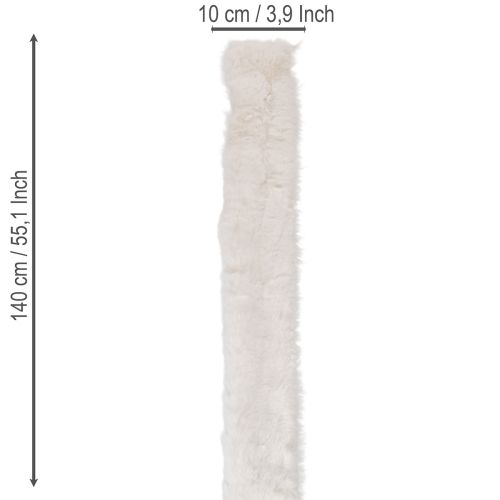 Nastro decorativo bianco soffice, rotolo in pelliccia sintetica, 10x140 cm, 3 pezzi | Floristik24.it