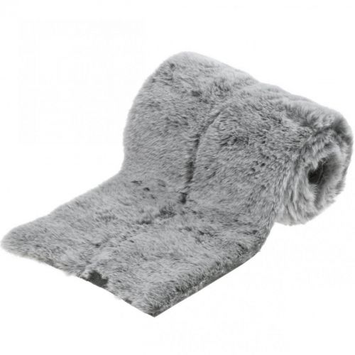 Floristik24 Runner da tavolo ecopelliccia grigio, pelliccia decorativa per tavolo 15×200cm