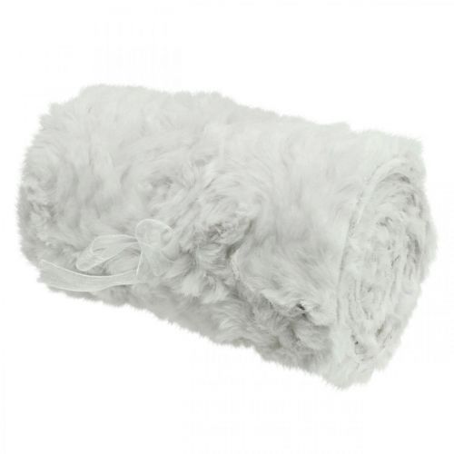 Floristik24 Runner da tavolo, ecopelliccia bianco, runner da tavolo, pelliccia decorativa 15×200cm