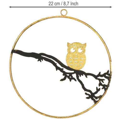 Prodotto Decorazione per finestra gufo su ramo autunnale, anello decorativo in metallo 22cm